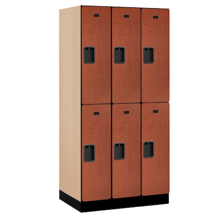 Salsbury Industries Wardrobe Locker, 36" W, 21" D, 76" H, (3) Wide, (6) Openings, Cherry 32361CHE